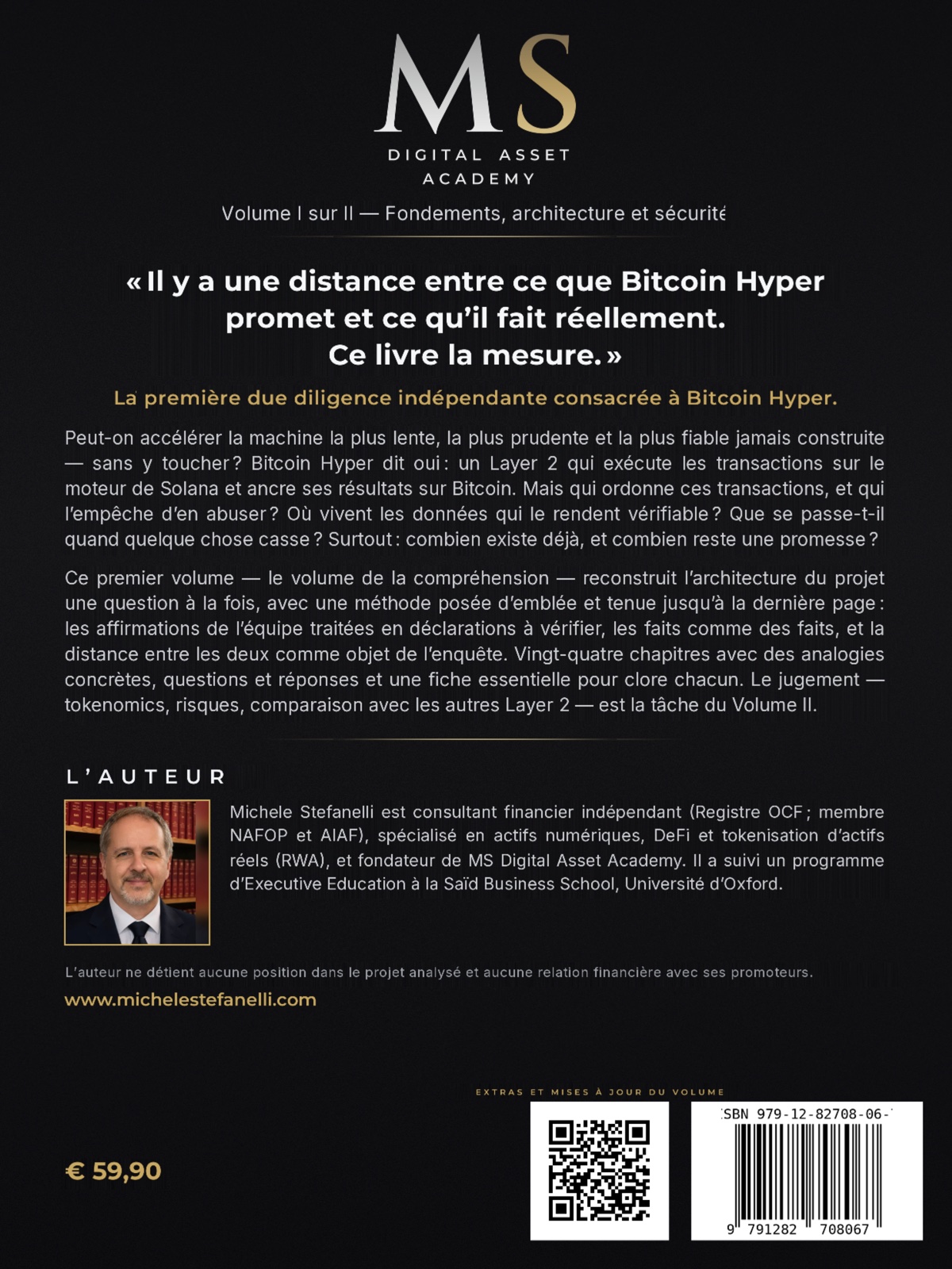 Quatrième de couverture de « Due Diligence d’un Layer 2 – Le cas Bitcoin Hyper, Volume I », de Michele Stefanelli